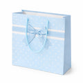 Sacchetto regalo 26 x 12 x 32 cm in carta azzurro con pois e manici in corda stile decorativo