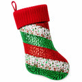 Calza natalizia decorativa 45 x 25 cm in tessuto rosso verde e bianco con glitter e passante