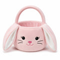 Cestino portaoggetti 25 x 18 x 18 cm in tessuto peluche rosa con manico stile coniglio