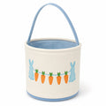 Cestino portaoggetti rotondo 25 x 25 cm in tessuto bianco e azzurro con manico decorativo
