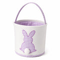 Cestino pasquale 20 x 18 cm in tessuto bianco e lilla con manico decorativo