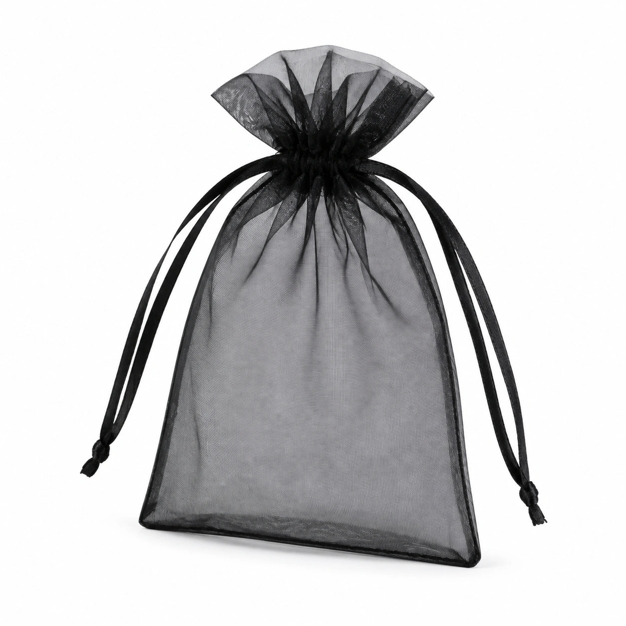 Sacchetto regalo 15 x 20 cm in organza nero con chiusura a coulisse