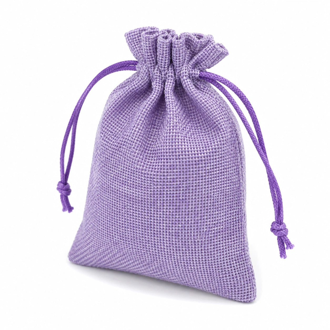 Sacchetto regalo piccolo in tessuto viola - chiusura a coulisse
