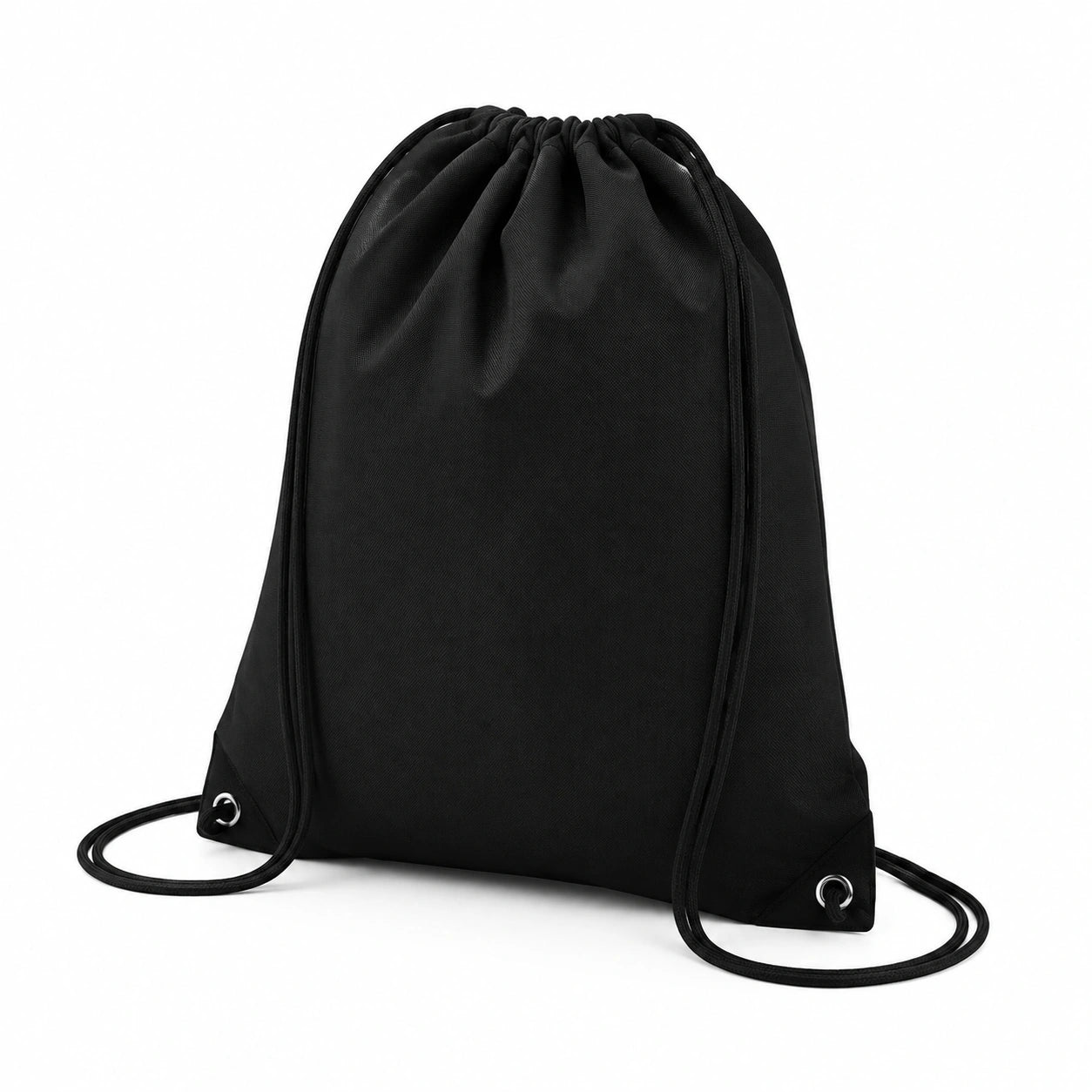 Zaino a sacca 35 x 45 cm in tessuto nero con chiusura a coulisse