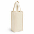 Borsa portabottiglia 12 x 10 x 35 cm in tela beige con manici per trasporto bottiglie stile essenziale
