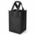 Borsa portabottiglie 30 x 20 x 35 cm in tessuto non tessuto nero con scomparti e manici - stile funzionale