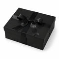 Scatola regalo 25 x 20 x 8 cm in cartone nero con nastro in raso - confezione elegante