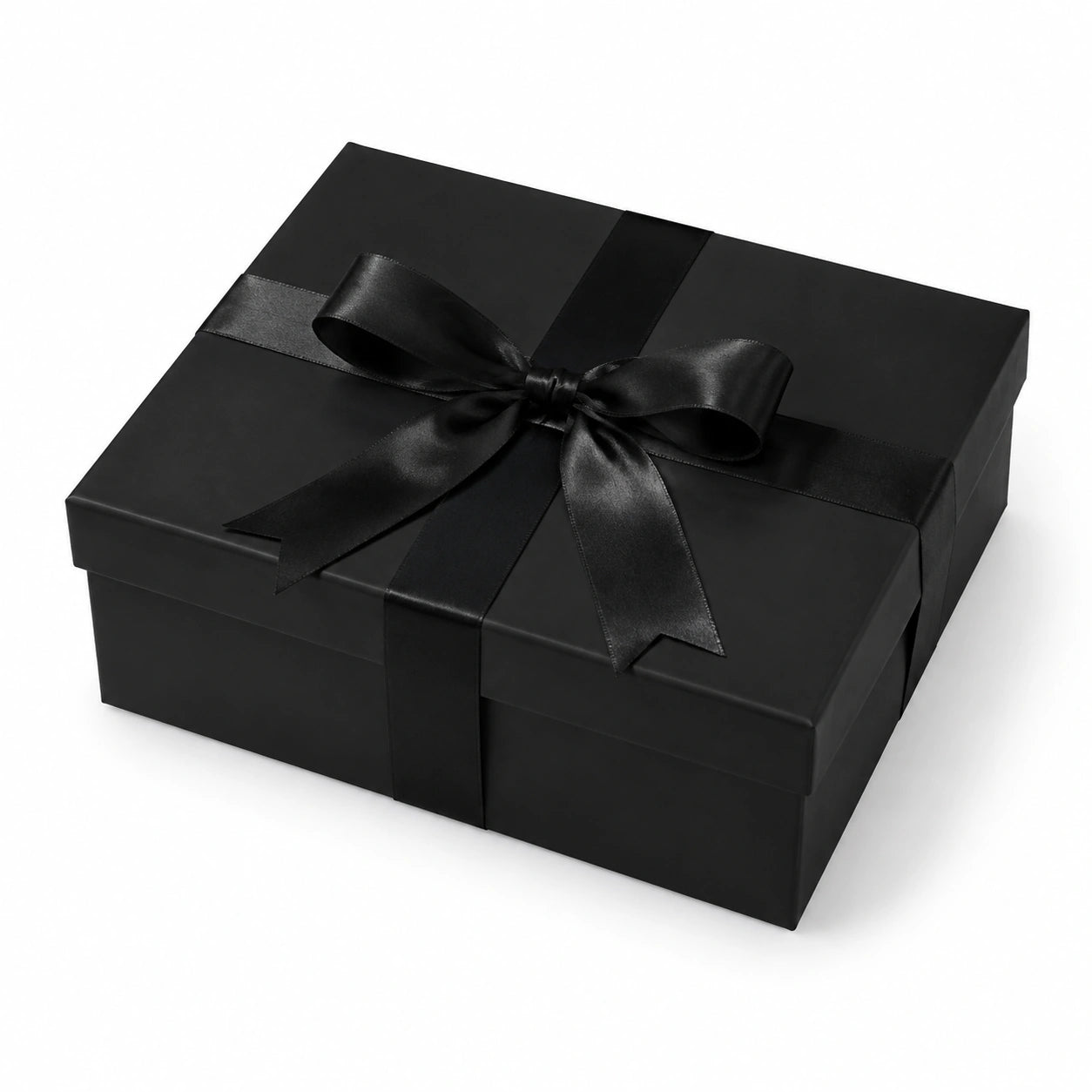 Scatola regalo 25 x 20 x 8 cm in cartone nero con nastro in raso - confezione elegante