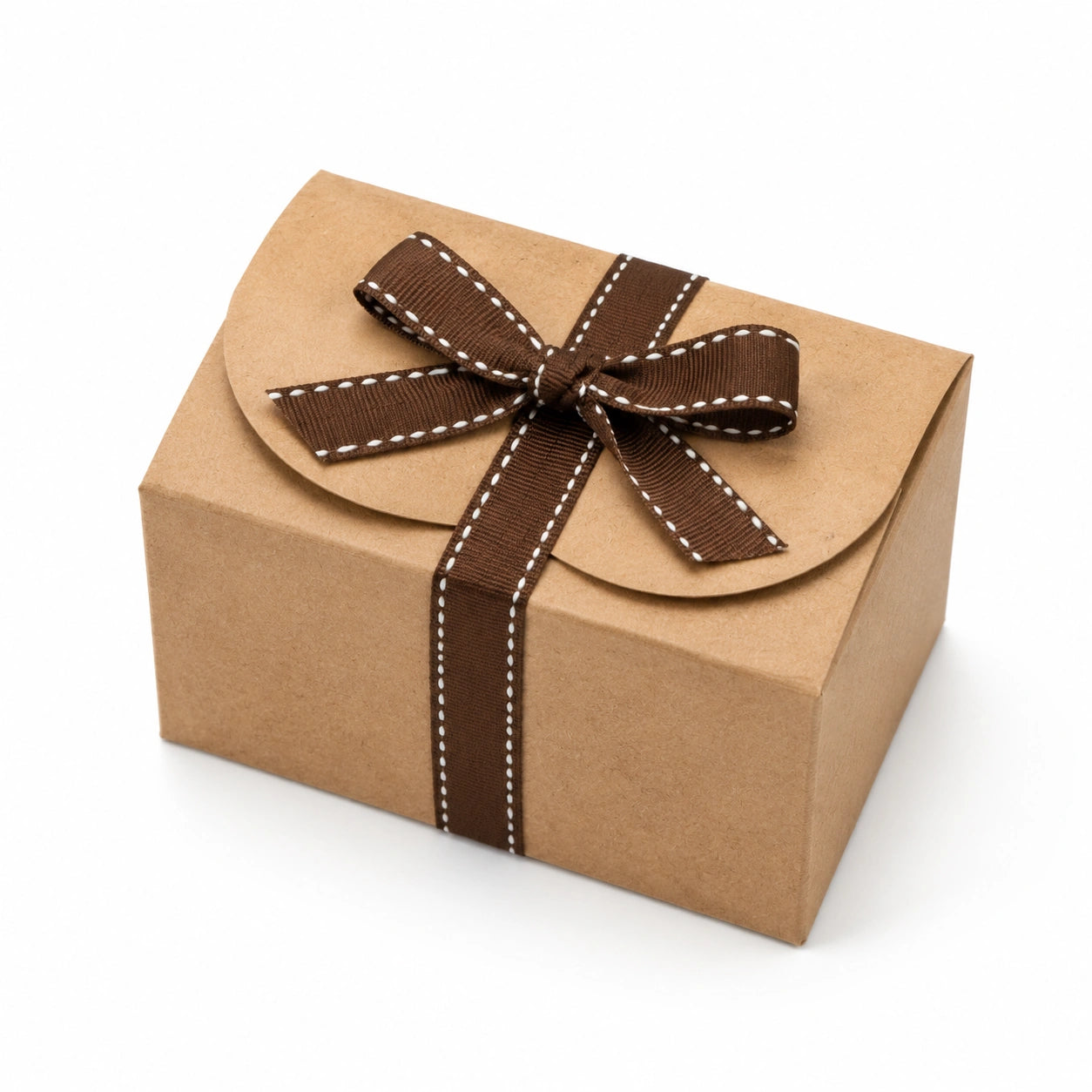 Scatola regalo 15 x 15 x 8 cm in cartone beige con nastro marrone stile rustico