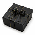 Scatola regalo 25 x 20 x 10 cm in cartone nero con nastro dorato - confezione elegante