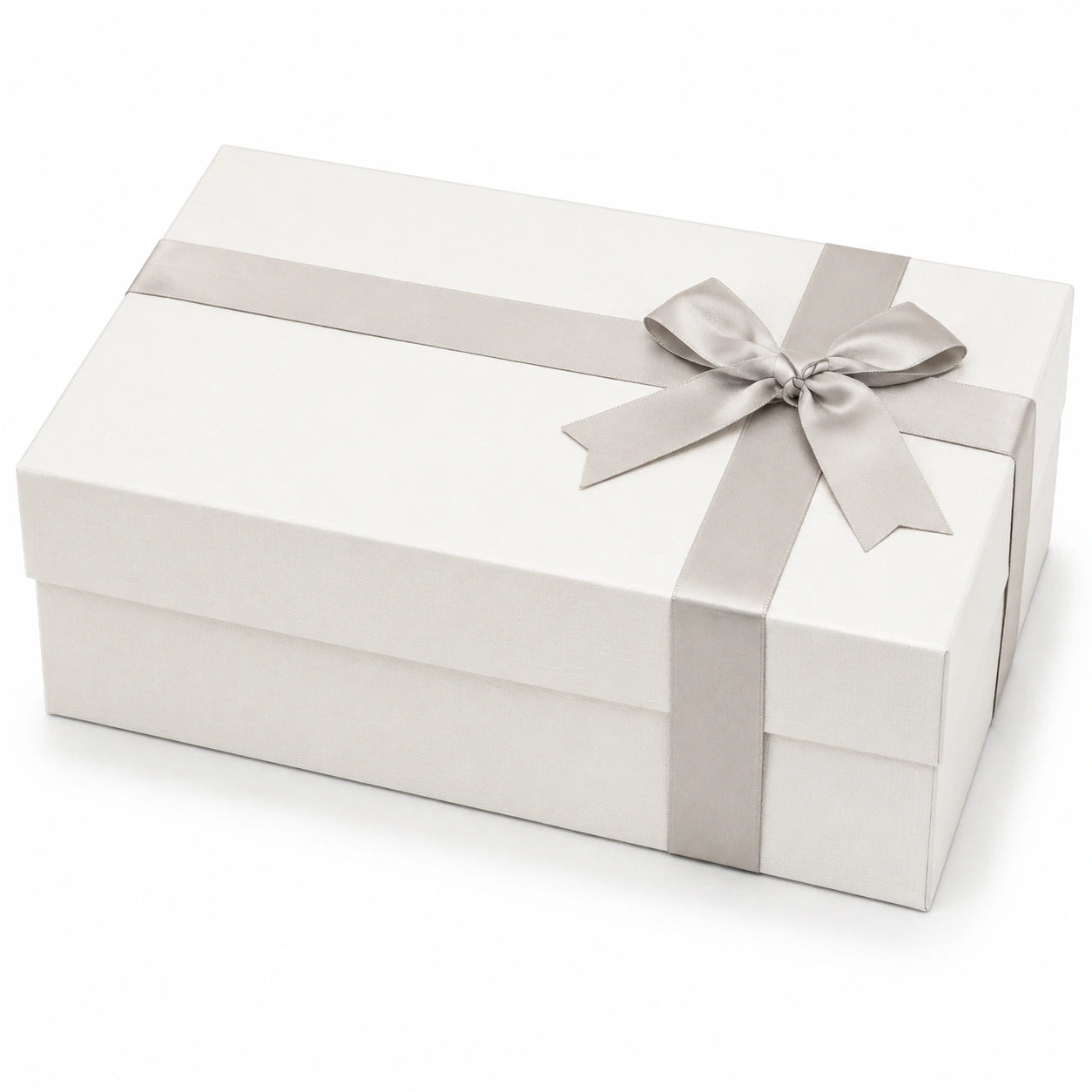 Scatola regalo 30 x 22 x 10 cm in cartone bianco con nastro satinato - confezione decorativa