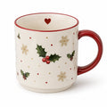 Tazza in ceramica 9.5 x 9 cm bianco rosso con manico decorazione natalizia