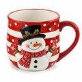 Tazza in ceramica 10 cm rossa e bianca con manico - stile invernale decorativo
